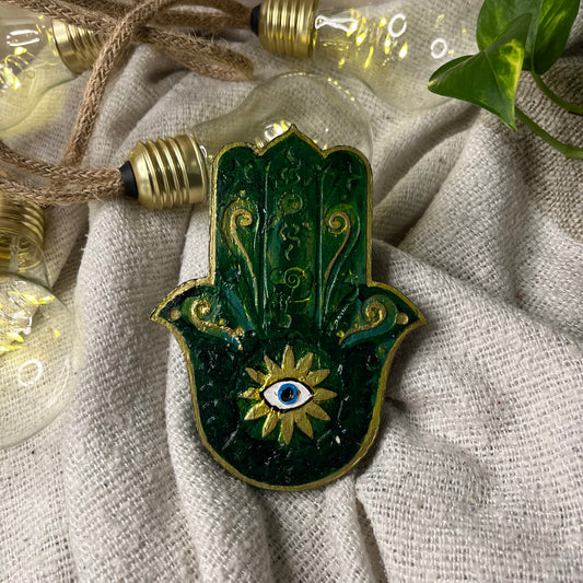 Grün-Goldene Hamsa-Hand