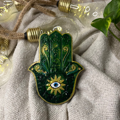 Grün-Goldene Hamsa-Hand
